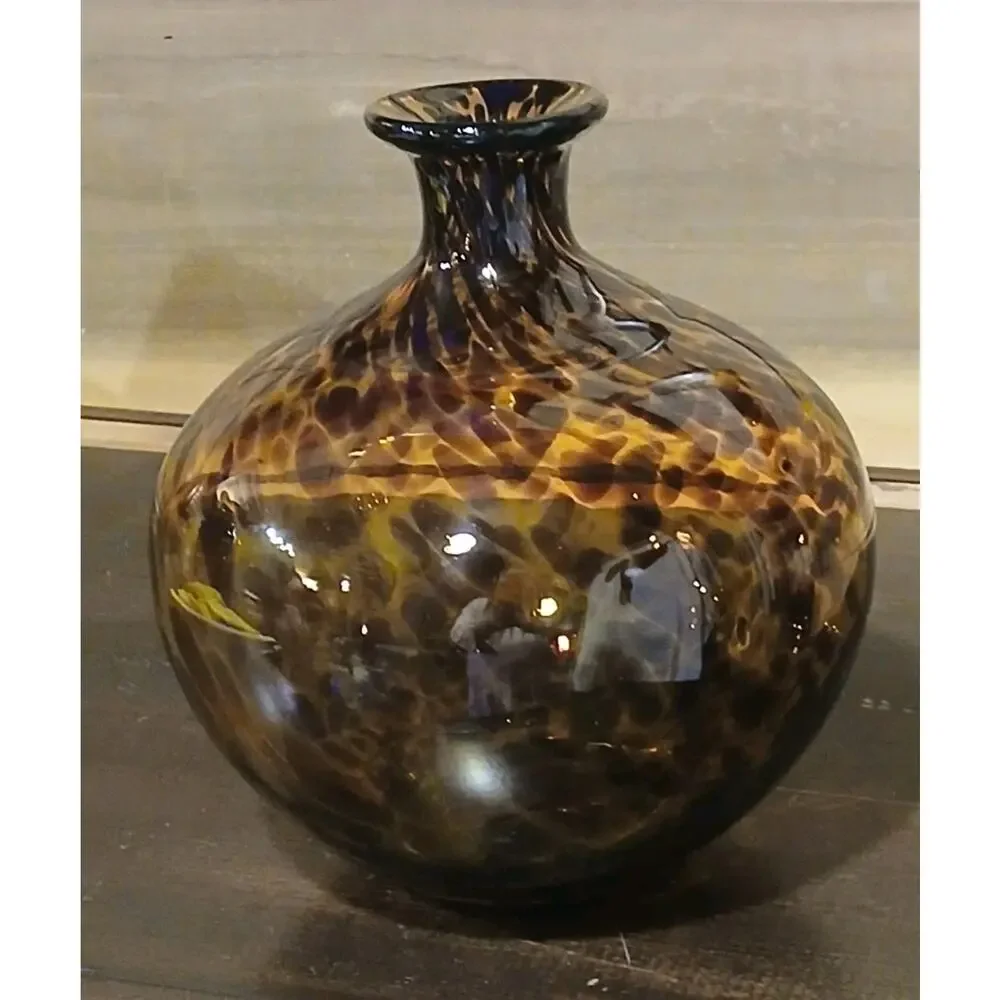 Vintage Tortoiseshell Blown Glass Vase 8